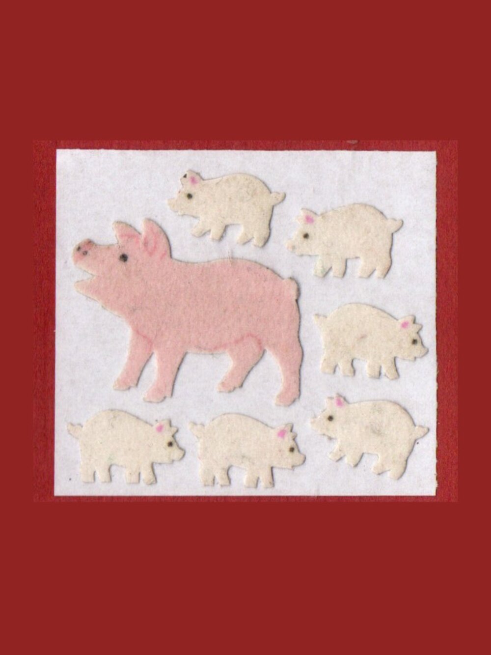 5/$20 Sandylion Fuzzy Pigs Vintage Stickers New Backing